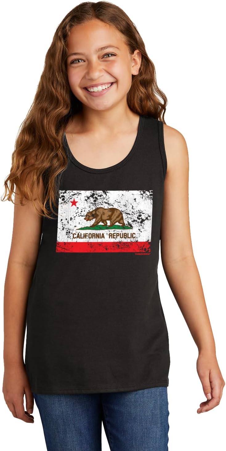 Threadrock Store Kids Vintage Retro Distressed California Flag Youth Tank Top - Image 3